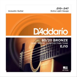 D'Addario EJ10 80/20 Bronze per Acustica - Extra Light 10-47
